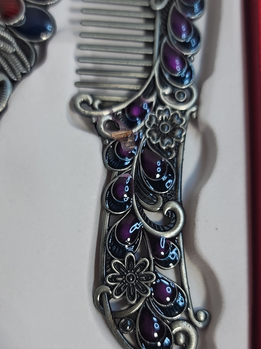 Peacock Decorative Hand Mirror & Comb Set - Multicolor - Picture 4 of 4
